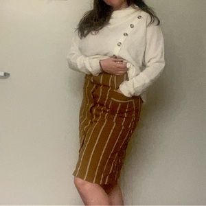 Casual yellow stripped modest skirt